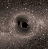 Галактика пролетает мимо черной дыры гифки